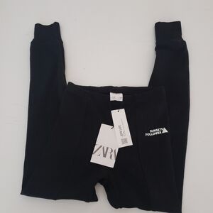 Zara Black label detail ribbed leggings jogger kid size 10